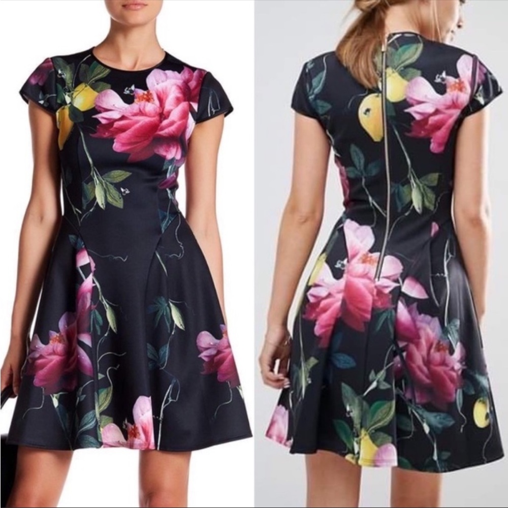 Ted Baker Allisia Skater Dress in Citrus Bloom, Ted Size 1 US 4